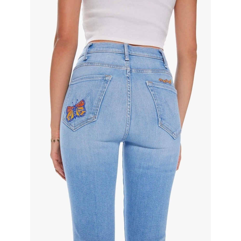 Mother The Hustler Ankle Fray Jeans Butterfly Caterpillar Size 27